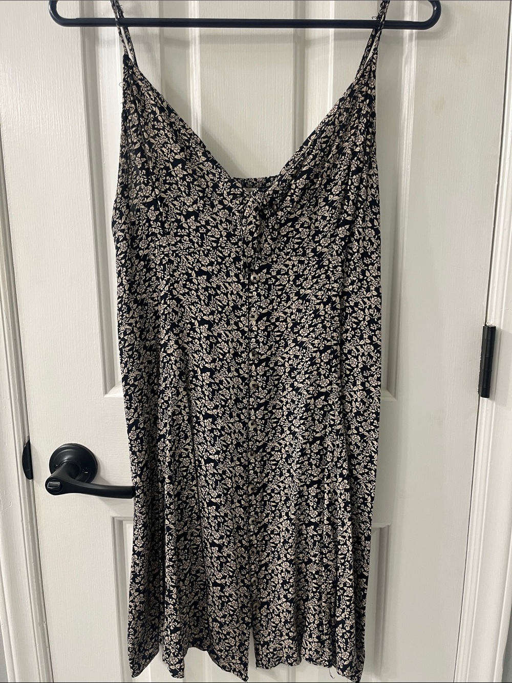 American Eagle Outfitters Black Slip Dress with Cream Floral Print
